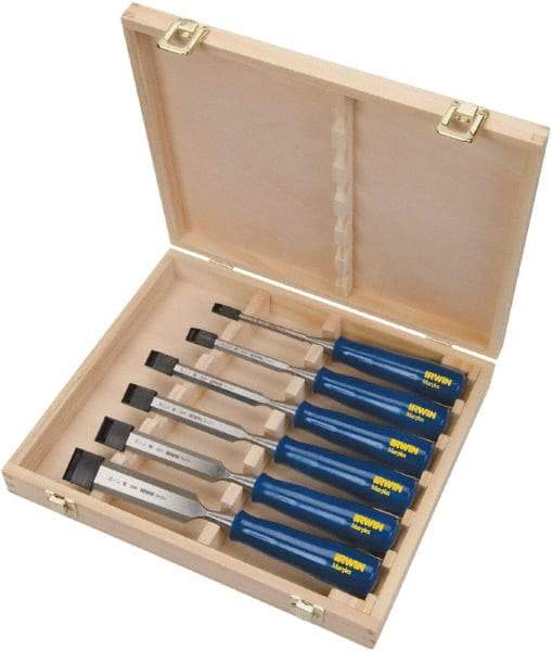 Irwin - 6 Piece Wood Chisel Set - 10-3/4" OAL, Sizes Included 1/4 to 1-1/4" - All Tool & Supply