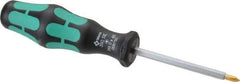 Wera - #0, 5-1/2" OAL, Standard Phillips Screwdriver - 2-3/8" Blade Length, Hexagon Shank, Ergonomic Handle - All Tool & Supply