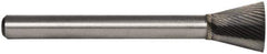 M.A. Ford - 1/2" Cut Diam, 1/4" Shank Diam, Backtaper Head Single Cut Burr - Carbide, End Cut End, 1/2" LOC, 2-1/2" OAL - All Tool & Supply