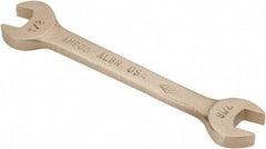 Ampco - 7/16" x 1/2" Nonsparking Open End Wrench - 5" OAL, Double End, Plain Finish, 15° Head Angle - All Tool & Supply