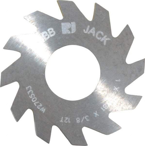 RobbJack - 1" Diam x 0.0781" Blade Thickness x 3/8" Arbor Hole Diam, 12 Tooth Slitting and Slotting Saw - Arbor Connection, Right Hand, Uncoated, Solid Carbide, Concave Ground - All Tool & Supply