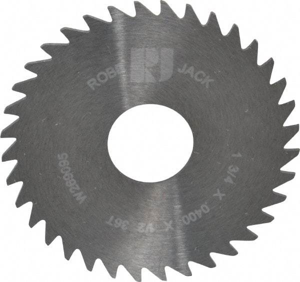 RobbJack - 1-3/4" Diam x 0.04" Blade Thickness x 1/2" Arbor Hole Diam, 36 Tooth Slitting and Slotting Saw - Arbor Connection, Right Hand, Uncoated, Solid Carbide, Concave Ground - All Tool & Supply