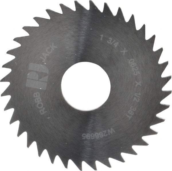 RobbJack - 1-3/4" Diam x 1/16" Blade Thickness x 1/2" Arbor Hole Diam, 36 Tooth Slitting and Slotting Saw - Arbor Connection, Right Hand, Uncoated, Solid Carbide, Concave Ground - All Tool & Supply