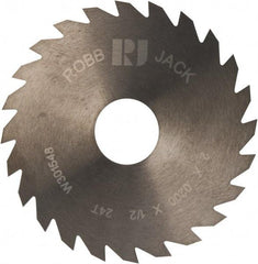 RobbJack - 2" Diam x 0.02" Blade Thickness x 1/2" Arbor Hole Diam, 24 Tooth Slitting and Slotting Saw - Arbor Connection, Right Hand, Uncoated, Solid Carbide, Concave Ground - All Tool & Supply