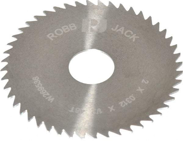 RobbJack - 2" Diam x 0.0312" Blade Thickness x 1/2" Arbor Hole Diam, 48 Tooth Slitting and Slotting Saw - Arbor Connection, Right Hand, Uncoated, Solid Carbide, Concave Ground - All Tool & Supply