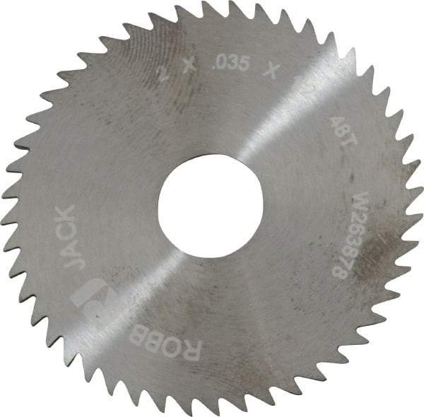 RobbJack - 2" Diam x 0.035" Blade Thickness x 1/2" Arbor Hole Diam, 48 Tooth Slitting and Slotting Saw - Arbor Connection, Right Hand, Uncoated, Solid Carbide, Concave Ground - All Tool & Supply