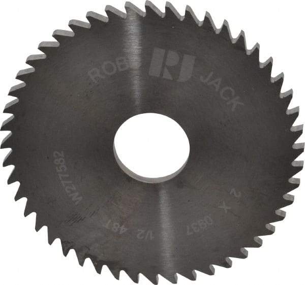 RobbJack - 2" Diam x 0.0937" Blade Thickness x 1/2" Arbor Hole Diam, 48 Tooth Slitting and Slotting Saw - Arbor Connection, Right Hand, Uncoated, Solid Carbide, Concave Ground - All Tool & Supply