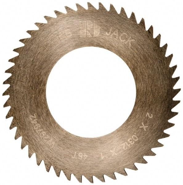 RobbJack - 2" Diam x 0.0312" Blade Thickness x 1" Arbor Hole Diam, 48 Tooth Slitting and Slotting Saw - Arbor Connection, Right Hand, Uncoated, Solid Carbide, Concave Ground - All Tool & Supply