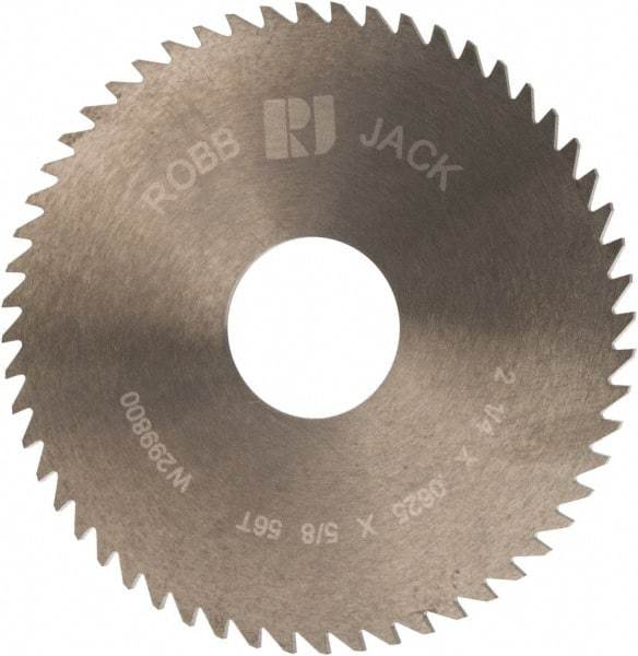 RobbJack - 2-1/4" Diam x 1/16" Blade Thickness x 5/8" Arbor Hole Diam, 56 Tooth Slitting and Slotting Saw - Arbor Connection, Right Hand, Uncoated, Solid Carbide, Concave Ground - All Tool & Supply