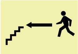 NMC - Left Arrow, Person Walking, Stairs (Graphic), Plastic Exit Sign - 10" Wide x 7" High, Glow-in-the-Dark - All Tool & Supply