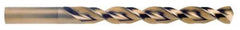 Cleveland - 10.5mm 135° Cobalt Jobber Drill - TiN Finish, Right Hand Cut, Parabolic Flute, Straight Shank, 5.236" OAL, Split Point - All Tool & Supply