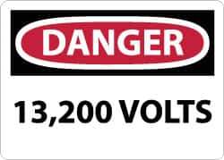 NMC - "Danger - 13,200 Volts", 10" Long x 14" Wide, Aluminum Safety Sign - Rectangle, 0.04" Thick, Use for Accident Prevention - All Tool & Supply