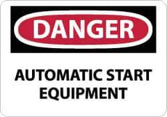 NMC - "Danger - Automatic Start Equipment", 10" Long x 14" Wide, Aluminum Safety Sign - Rectangle, 0.04" Thick, Use for Accident Prevention - All Tool & Supply