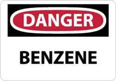 NMC - "Danger - Benzene", 10" Long x 14" Wide, Aluminum Safety Sign - Rectangle, 0.04" Thick, Use for Hazardous Materials - All Tool & Supply