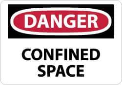 NMC - "Danger - Confined Space", 10" Long x 14" Wide, Aluminum Safety Sign - Rectangle, 0.04" Thick, Use for Accident Prevention - All Tool & Supply