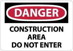 NMC - "Danger - Construction Area - Do Not Enter", 10" Long x 14" Wide, Aluminum Safety Sign - Rectangle, 0.04" Thick, Use for Security & Admittance - All Tool & Supply