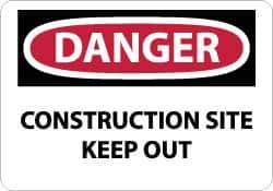 NMC - "Danger - Construction Site - Keep Out", 10" Long x 14" Wide, Aluminum Safety Sign - Rectangle, 0.04" Thick, Use for Security & Admittance - All Tool & Supply