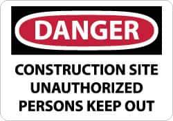 NMC - "Danger - Construction Site - Unauthorized Persons - Keep Out", 10" Long x 14" Wide, Aluminum Safety Sign - Rectangle, 0.04" Thick, Use for Security & Admittance - All Tool & Supply