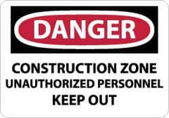 NMC - "Danger - Construction Site - Unauthorized Persons - Keep Out", 10" Long x 14" Wide, Aluminum Safety Sign - Rectangle, 0.04" Thick, Use for Security & Admittance - All Tool & Supply