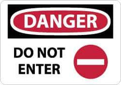 NMC - "Danger - Do Not Enter", 10" Long x 14" Wide, Aluminum Safety Sign - Rectangle, 0.04" Thick, Use for Security & Admittance - All Tool & Supply