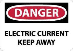 NMC - "Danger - Electric Current - Keep Away", 10" Long x 14" Wide, Aluminum Safety Sign - Rectangle, 0.04" Thick, Use for Accident Prevention - All Tool & Supply