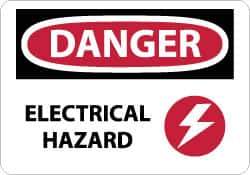 NMC - "Danger - Electrical Hazard", 10" Long x 14" Wide, Aluminum Safety Sign - Rectangle, 0.04" Thick, Use for Accident Prevention - All Tool & Supply