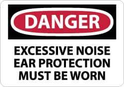 NMC - "Danger - Excessive Noise - Ear Protection Must Be Worn", 10" Long x 14" Wide, Aluminum Safety Sign - Rectangle, 0.04" Thick, Use for Accident Prevention - All Tool & Supply