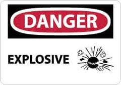 NMC - "Danger - Explosives", 10" Long x 14" Wide, Aluminum Safety Sign - Rectangle, 0.04" Thick, Use for Accident Prevention - All Tool & Supply