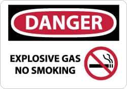 NMC - "Danger - Explosive Gas - No Smoking", 10" Long x 14" Wide, Aluminum Safety Sign - Rectangle, 0.04" Thick, Use for Accident Prevention - All Tool & Supply