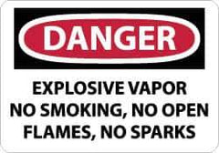 NMC - "Danger - Explosive Vapor - No Smoking, No Open Flames, No Sparks", 10" Long x 14" Wide, Aluminum Safety Sign - Rectangle, 0.04" Thick, Use for Accident Prevention - All Tool & Supply