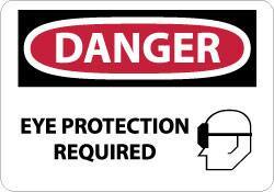 NMC - "Danger - Eye Protection Required", 10" Long x 14" Wide, Aluminum Safety Sign - Rectangle, 0.04" Thick, Use for Accident Prevention - All Tool & Supply