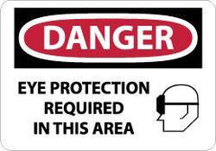 NMC - "Danger - Eye Protection Required in This Area", 10" Long x 14" Wide, Aluminum Safety Sign - Rectangle, 0.04" Thick, Use for Accident Prevention - All Tool & Supply