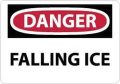 NMC - "Danger - Falling Ice", 10" Long x 14" Wide, Aluminum Safety Sign - Rectangle, 0.04" Thick, Use for Accident Prevention - All Tool & Supply