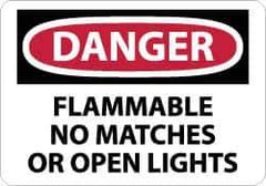 NMC - "Danger - Flammable - No Matches or Open Lights", 10" Long x 14" Wide, Aluminum Safety Sign - Rectangle, 0.04" Thick, Use for Hazardous Materials - All Tool & Supply