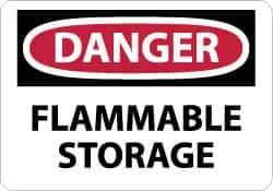 NMC - "Danger - Flammable Storage", 10" Long x 14" Wide, Aluminum Safety Sign - Rectangle, 0.04" Thick, Use for Hazardous Materials - All Tool & Supply