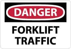 NMC - "Danger - Forklift Traffic", 10" Long x 14" Wide, Aluminum Safety Sign - Rectangle, 0.04" Thick, Use for Accident Prevention - All Tool & Supply