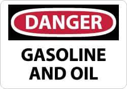 NMC - "Danger - Gasoline and Oil", 10" Long x 14" Wide, Aluminum Safety Sign - Rectangle, 0.04" Thick, Use for Hazardous Materials - All Tool & Supply