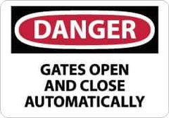 NMC - "Danger - Gates Open and Close Automatically", 10" Long x 14" Wide, Aluminum Safety Sign - Rectangle, 0.04" Thick, Use for Accident Prevention - All Tool & Supply