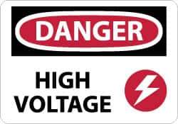 NMC - "Danger - High Voltage", 10" Long x 14" Wide, Aluminum Safety Sign - Rectangle, 0.04" Thick, Use for Accident Prevention - All Tool & Supply