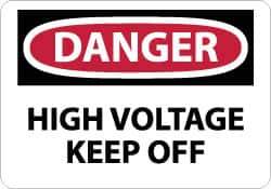 NMC - "Danger - High Voltage - Keep Off", 10" Long x 14" Wide, Aluminum Safety Sign - Rectangle, 0.04" Thick, Use for Accident Prevention - All Tool & Supply