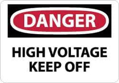 NMC - "Danger - High Voltage - Keep Off", 10" Long x 14" Wide, Aluminum Safety Sign - Rectangle, 0.04" Thick, Use for Accident Prevention - All Tool & Supply