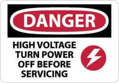 NMC - "Danger - High Voltage - Turn Power Off Before Servicing", 10" Long x 14" Wide, Aluminum Safety Sign - Rectangle, 0.04" Thick, Use for Accident Prevention - All Tool & Supply