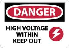 NMC - "Danger - High Voltage Within - Keep Out", 10" Long x 14" Wide, Aluminum Safety Sign - Rectangle, 0.04" Thick, Use for Accident Prevention - All Tool & Supply