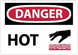 NMC - "Danger - Hot", 10" Long x 14" Wide, Aluminum Safety Sign - Rectangle, 0.04" Thick, Use for Hazardous Materials - All Tool & Supply