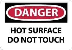 NMC - "Danger - Hot Surface - Do Not Touch", 10" Long x 14" Wide, Aluminum Safety Sign - Rectangle, 0.04" Thick, Use for Accident Prevention - All Tool & Supply