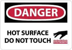 NMC - "Danger - Hot Surface - Do Not Touch", 10" Long x 14" Wide, Aluminum Safety Sign - Rectangle, 0.04" Thick, Use for Accident Prevention - All Tool & Supply