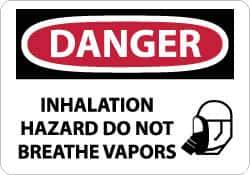 NMC - "Danger - Inhalation Hazard - Do Not Breathe Vapors", 10" Long x 14" Wide, Aluminum Safety Sign - Rectangle, 0.04" Thick, Use for Accident Prevention - All Tool & Supply