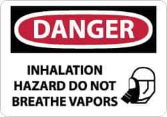 NMC - "Danger - Inhalation Hazard - Do Not Breathe Vapors", 10" Long x 14" Wide, Aluminum Safety Sign - Rectangle, 0.04" Thick, Use for Accident Prevention - All Tool & Supply