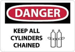 NMC - "Danger - Keep All Cylinders Chained", 10" Long x 14" Wide, Aluminum Safety Sign - Rectangle, 0.04" Thick, Use for Accident Prevention - All Tool & Supply