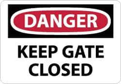 NMC - "Danger - Keep Gate Closed", 10" Long x 14" Wide, Aluminum Safety Sign - Rectangle, 0.04" Thick, Use for Accident Prevention - All Tool & Supply